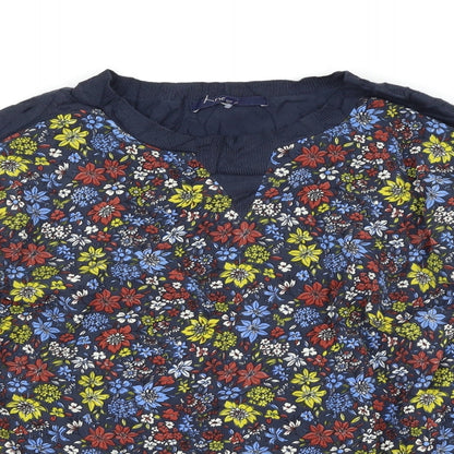 Close-up detail of Next women’s blue floral jumper, size UK 14