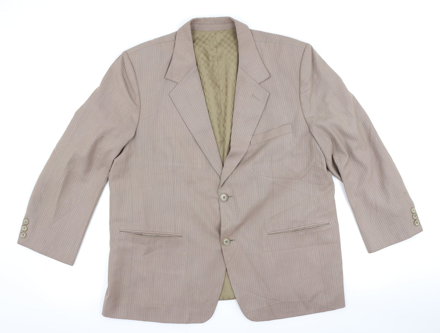 Metro Tailers Mens Brown Striped  Jacket Suit Jacket Size 42