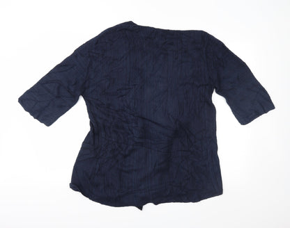 Back view of Per Una women’s blue knit cardigan jumper, size S