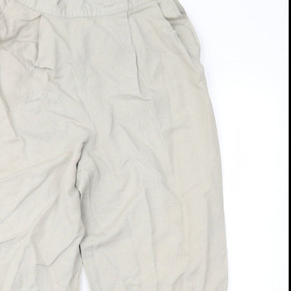 Close-up detail of Alba Moda women’s grey trousers, size UK 30, in, 25-inch leg