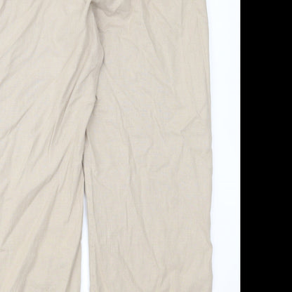 Brand and care label for Preworn women’s brown chino trousers, size UK 36, in, 27-inch leg