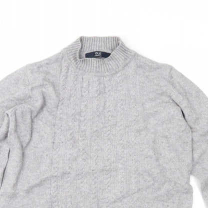 Close-up detail of EWM women’s grey knit jumper, size S