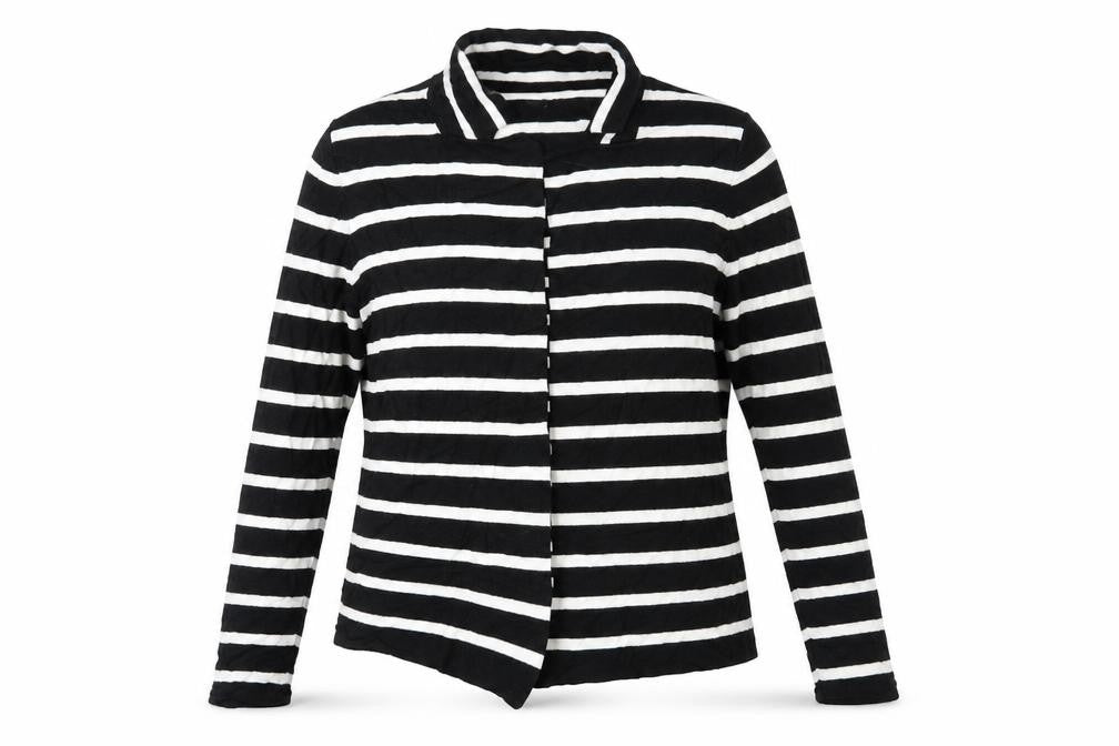 Marks & Spencer Womens Black Striped Knit Cardigan Jumper Size 14