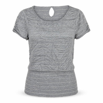 Front view of Express women’s grey striped knit jumper, size M
