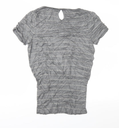 Back view of Express women’s grey striped knit jumper, size M