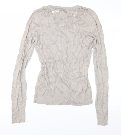 Back view of Topshop women’s brown floral knit jumper, size UK 8