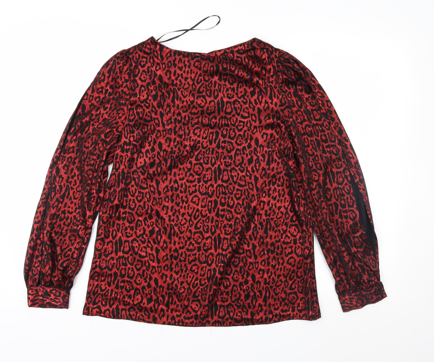 Peacocks Womens Red Animal Print  Basic Blouse Size 8