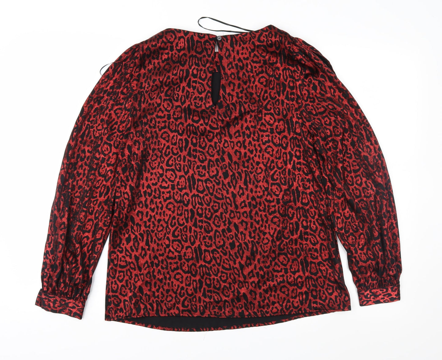 Peacocks Womens Red Animal Print  Basic Blouse Size 8