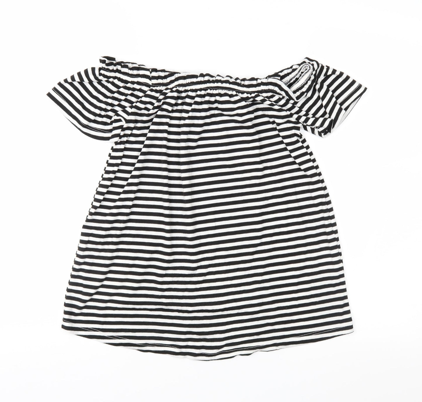 Peacocks Womens Black Striped Jersey Basic Blouse Size 8