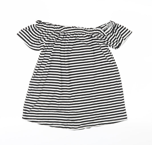 Peacocks Womens Black Striped Jersey Basic Blouse Size 8