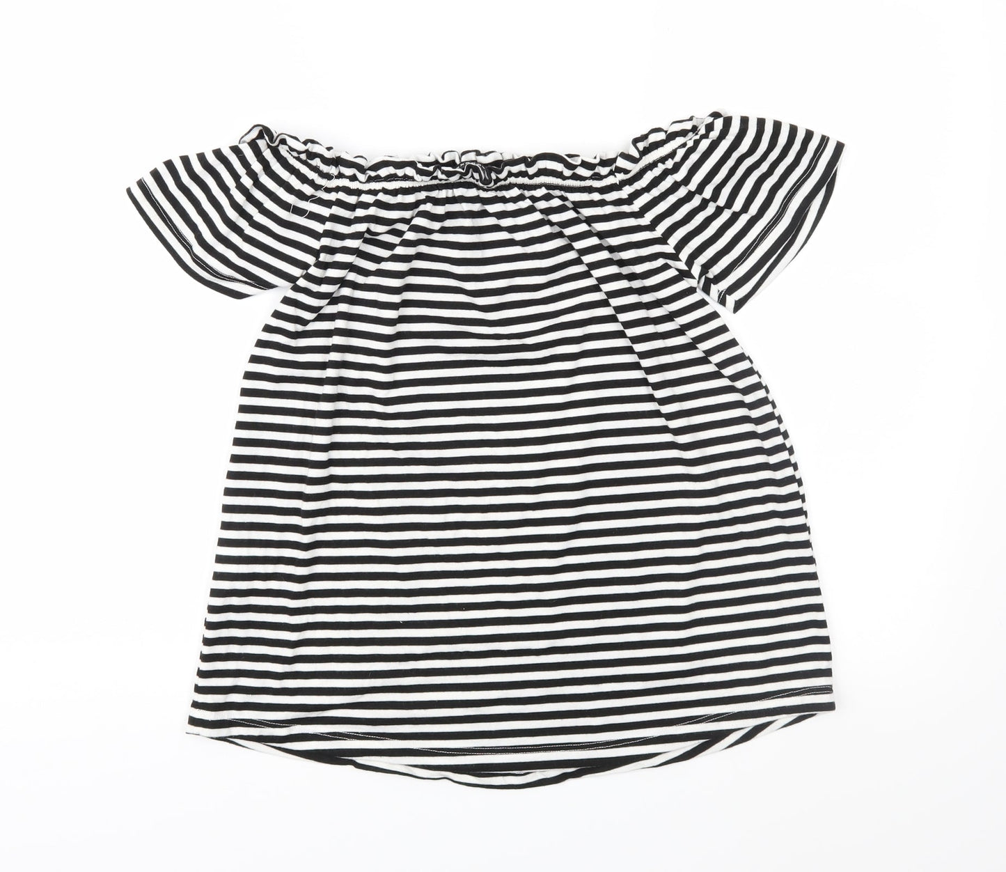 Peacocks Womens Black Striped Jersey Basic Blouse Size 8