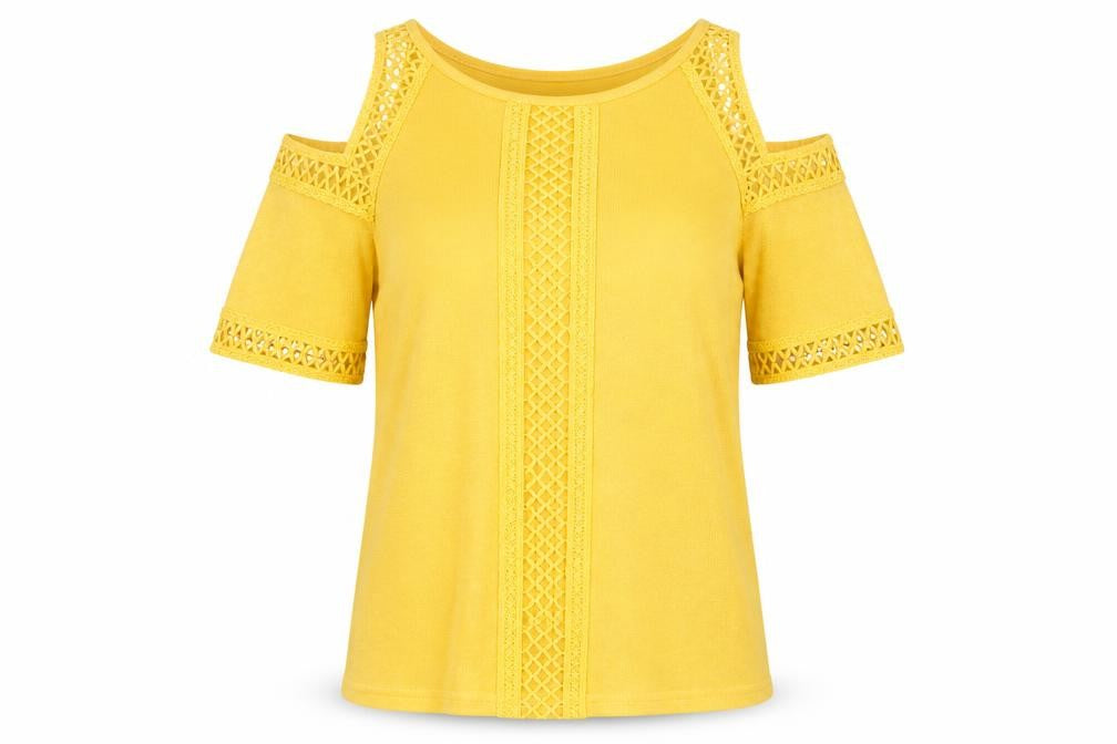 New Look Womens Yellow  Jersey Basic Blouse Size 6