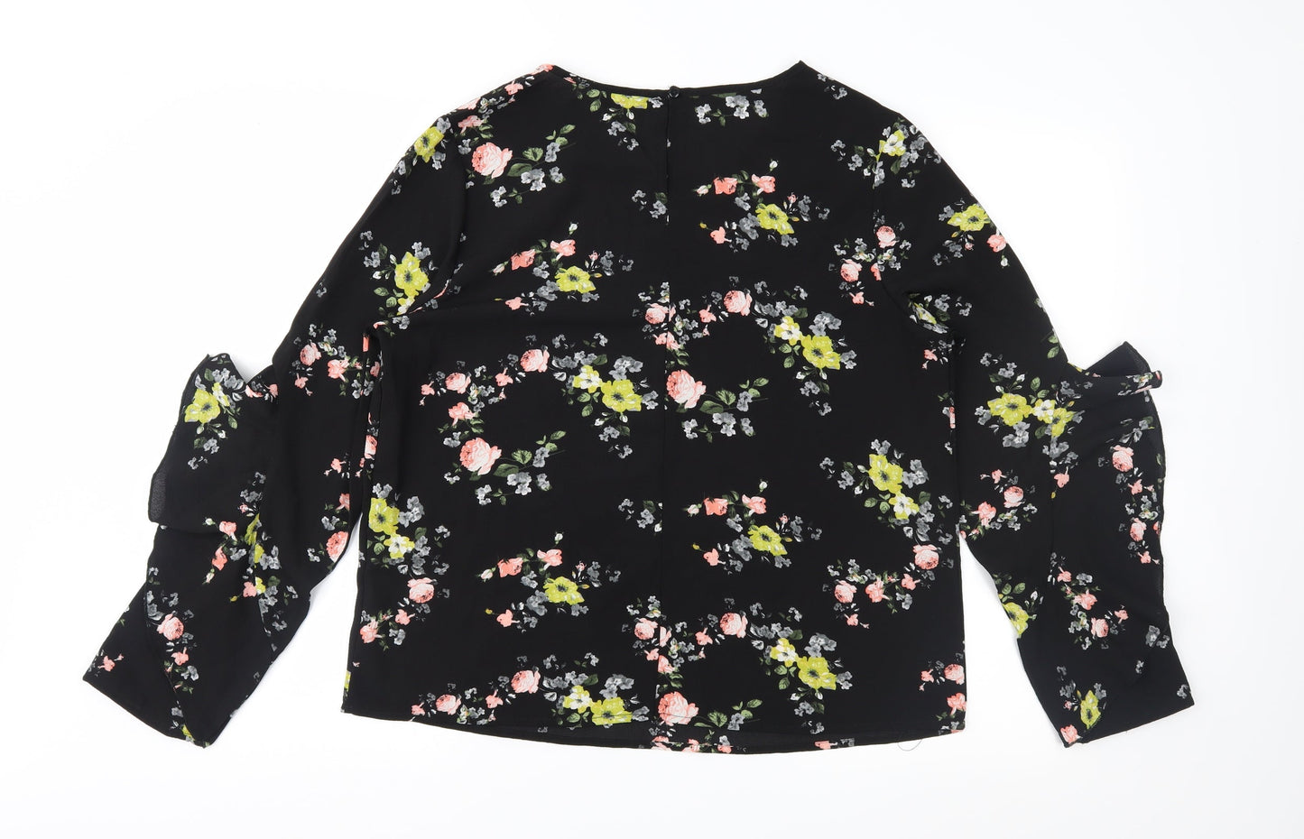 Casual Twenty4 Womens Black Floral  Basic Blouse Size 14