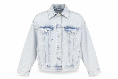 Front view of Denim & Co. women’s black denim jacket, size UK 6