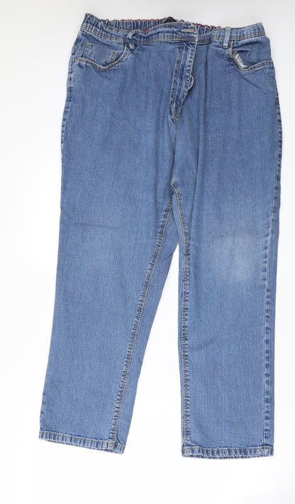 Additional front view of Ellie women’s blue denim straight jeans, size UK 42, in, 27-inch leg