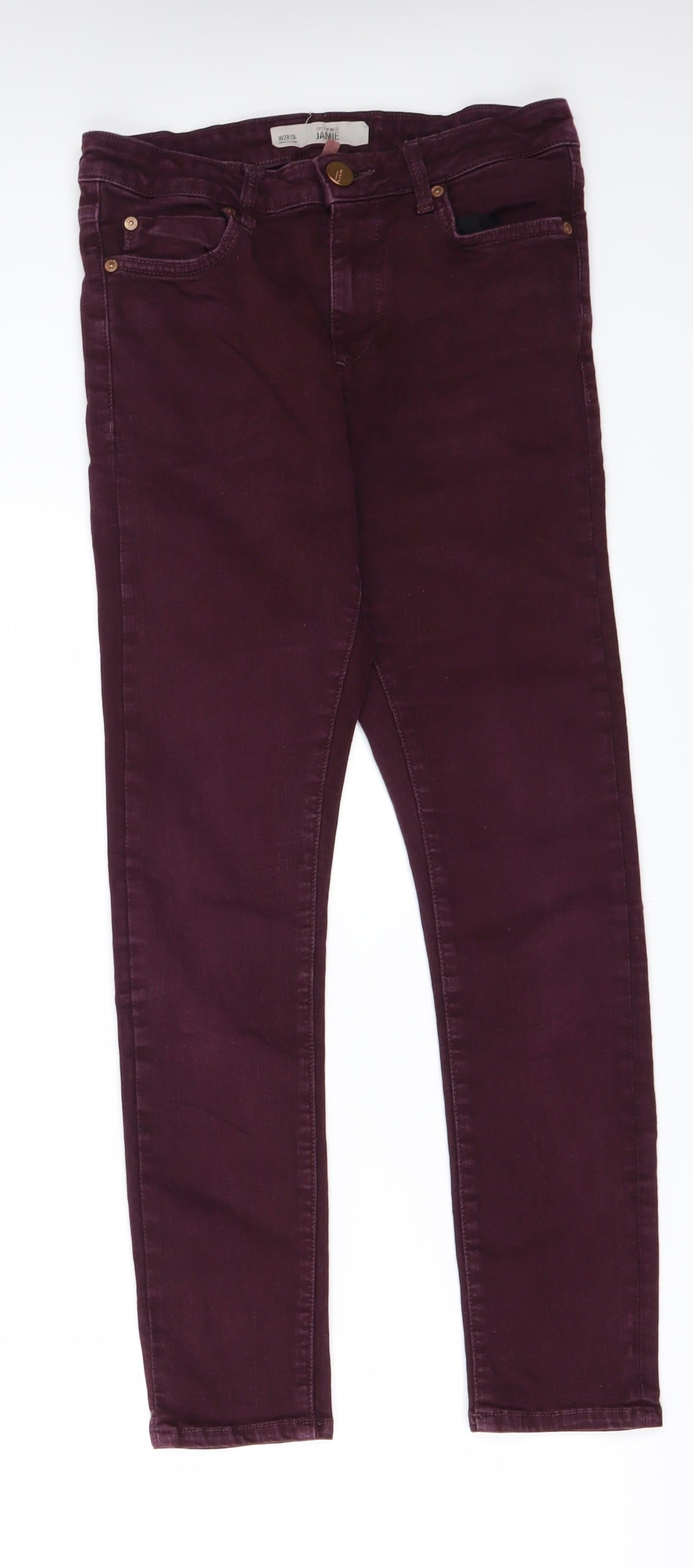 Topshop Womens Red  Denim Skinny Jeans Size 28 in L30 in