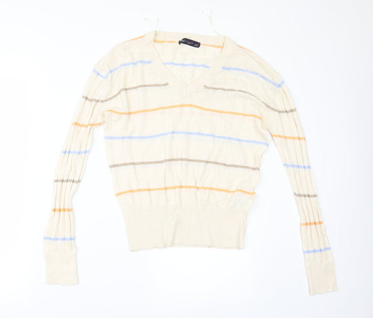 Marks and Spencer Womens Ivory Striped  Pullover Jumper Size S