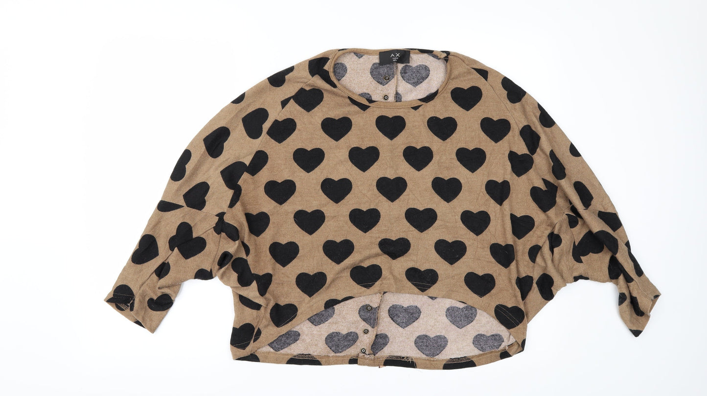 AX Paris Womens Beige Polka Dot  Pullover Jumper Size L