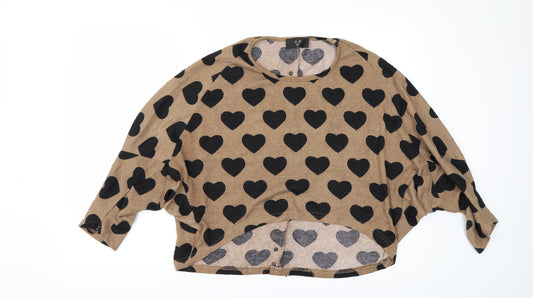AX Paris Womens Beige Polka Dot  Pullover Jumper Size L