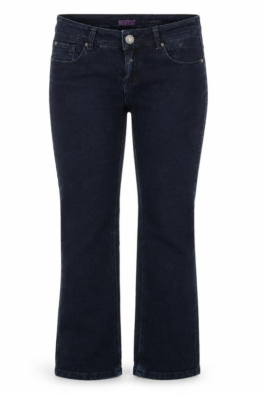 Front view of Denim&co women’s blue straight jeans, size UK 8, 31-inch leg