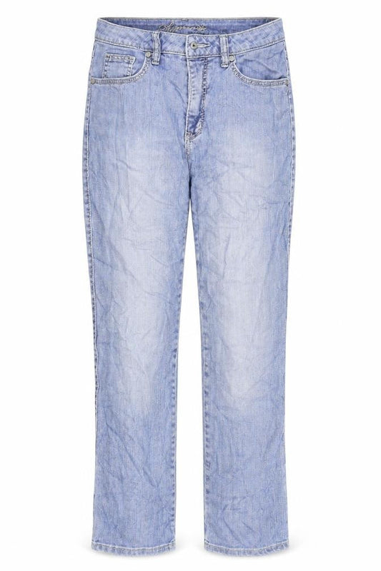 Front view of Flash women’s blue straight jeans, size UK 36, 30-inch leg