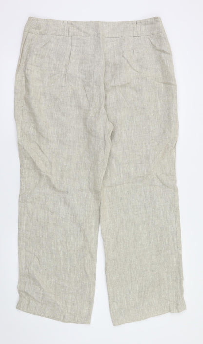 Back view of Country Casuals women’s beige trousers, size UK 14, 28-inch leg