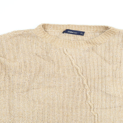 Close-up detail of Zara women’s orange jumper, size L