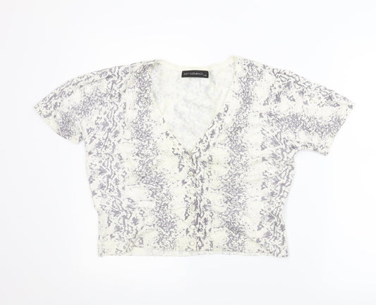 Just Elegance Womens Beige Animal Print  Cardigan Jumper Size L