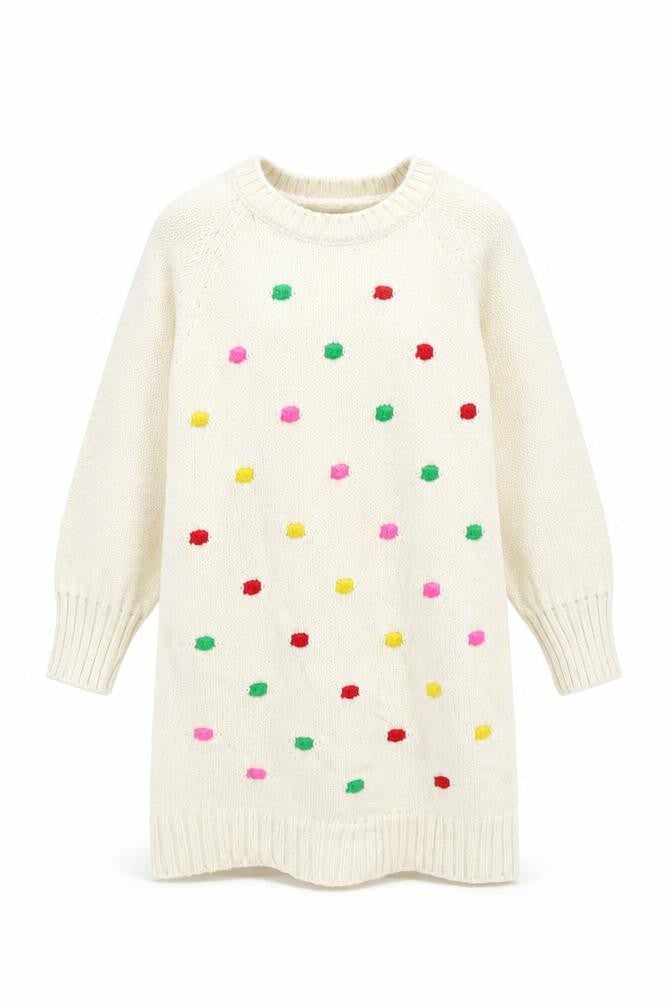 Gap Girls Ivory   Jumper Dress  Size 2 Years  - Colourful bobbles