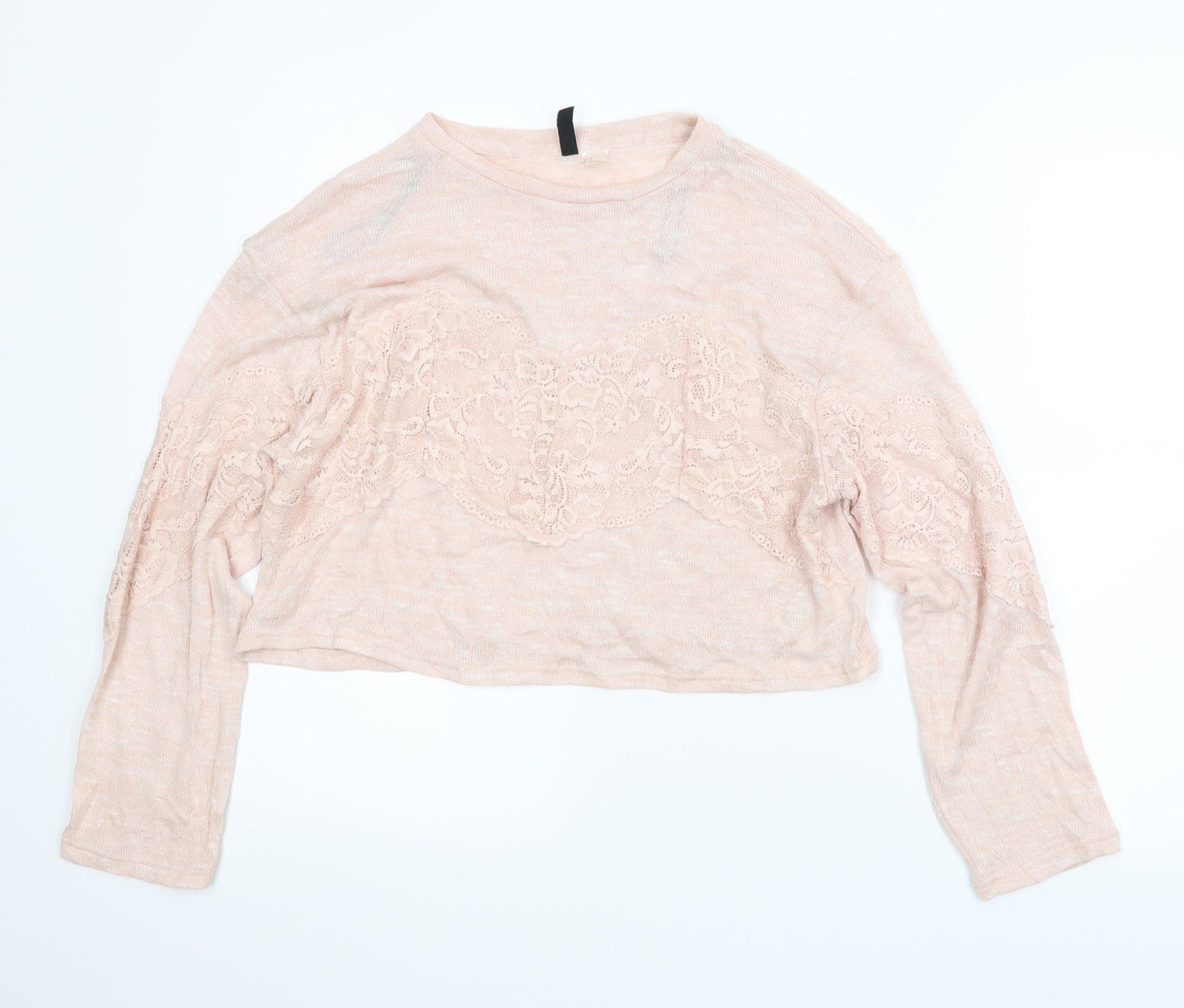 Divided Womens Pink Floral  Pullover Jumper Size S  - Cropped
