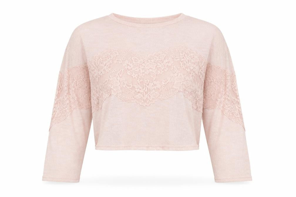 Divided Womens Pink Floral  Pullover Jumper Size S  - Cropped