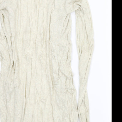 Brand and care label for Basic women’s beige cardigan jumper, size M