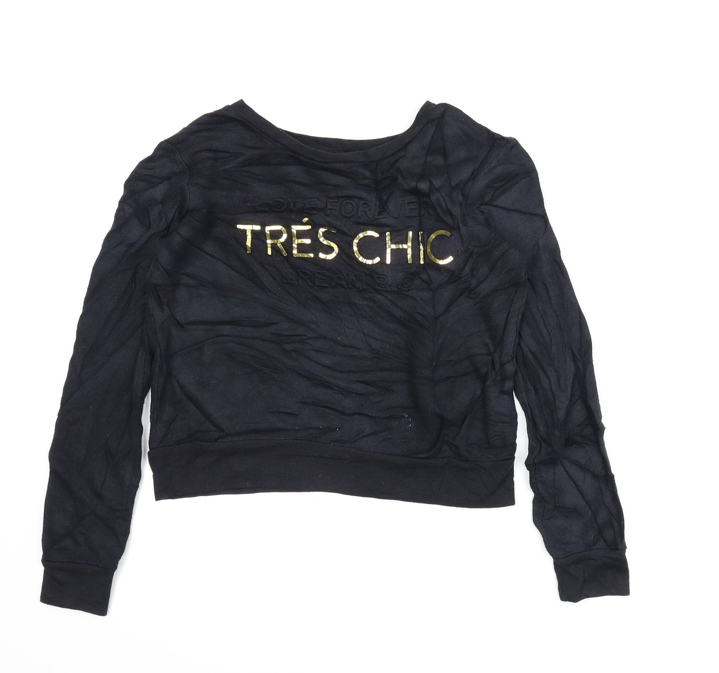 M&Co Girls Black   Pullover Sweatshirt Size 9-10 Years