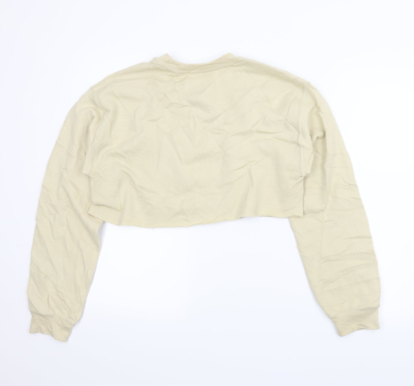 PRETTYLITTLETHING Womens Beige   Pullover Sweatshirt Size S  - Cropped
