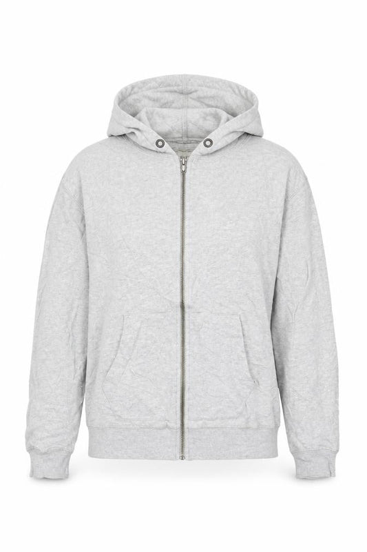 Front view of French Connection women’s grey full zip hoodie, size XS