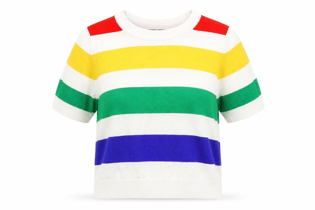 New Look Womens Multicoloured Striped  Pullover Jumper Size 10  - Cropped