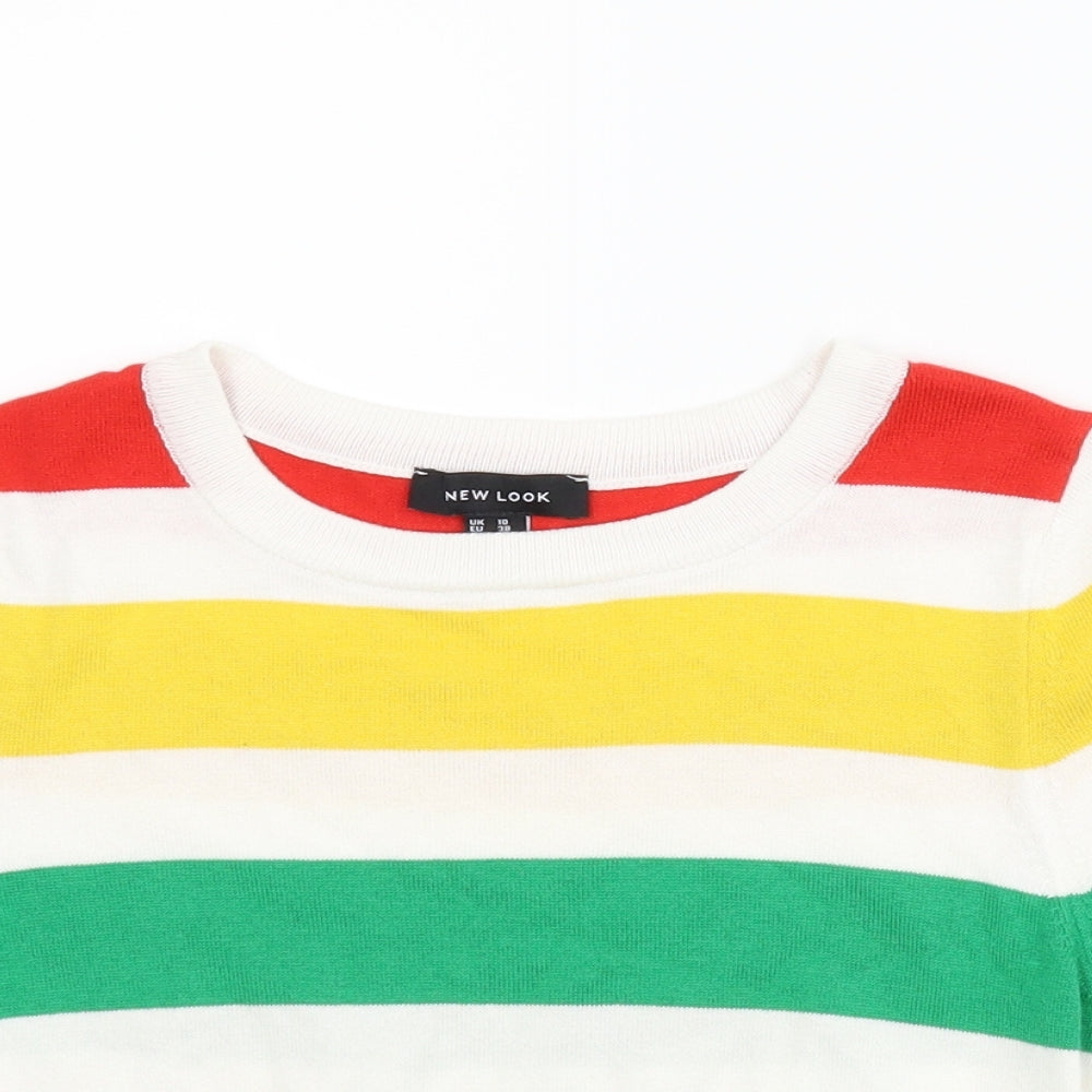 New Look Womens Multicoloured Striped  Pullover Jumper Size 10  - Cropped