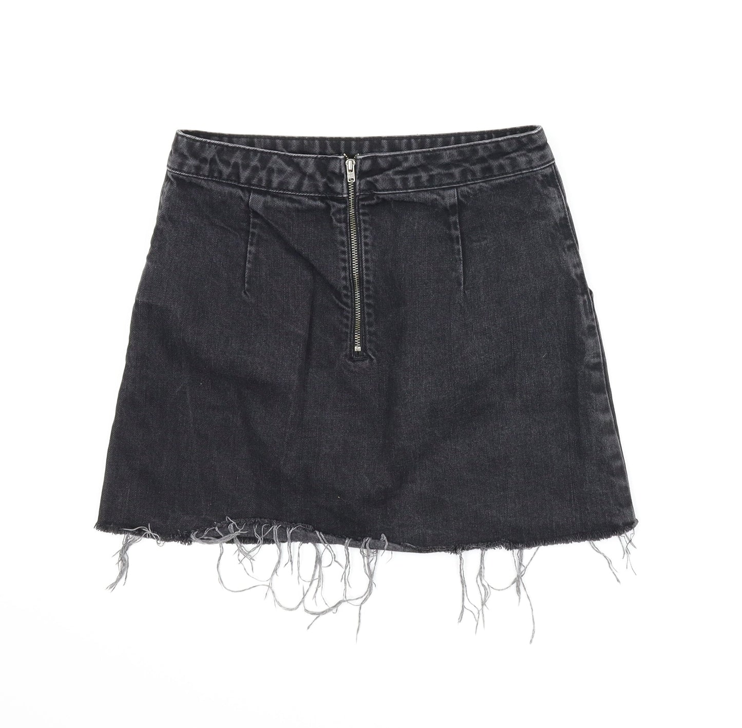 Topshop Womens Black  Denim A-Line Skirt Size S