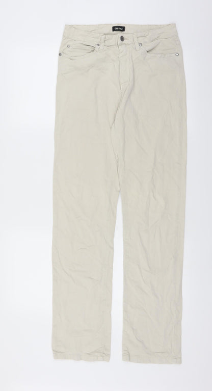 Additional front view of old ridel women’s beige chino trousers, size UK 12, 32-inch leg