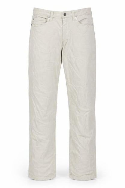 Front view of old ridel women’s beige chino trousers, size UK 12, 32-inch leg