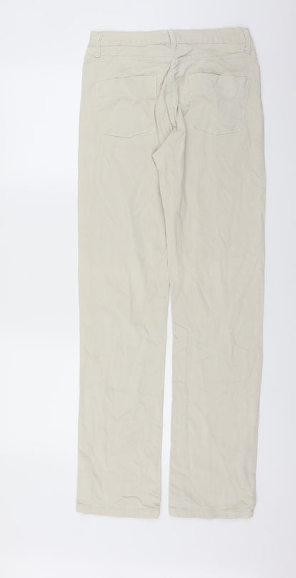 Back view of old ridel women’s beige chino trousers, size UK 12, 32-inch leg