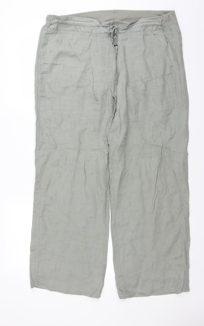 Additional front view of Preworn women’s green trousers, size UK 36, in, 27-inch leg
