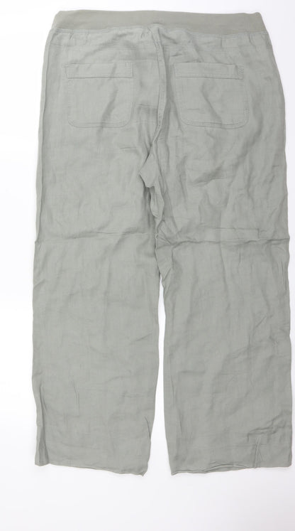 Back view of Preworn women’s green trousers, size UK 36, in, 27-inch leg