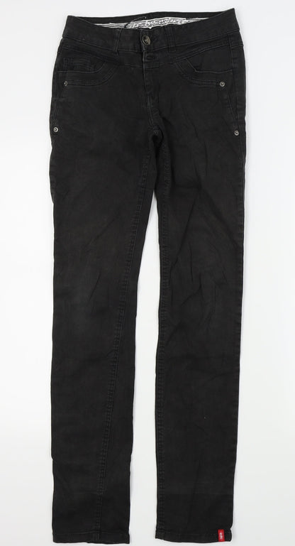 Additional front view of FIVE women’s black skinny jeans, size UK 34, 30-inch leg