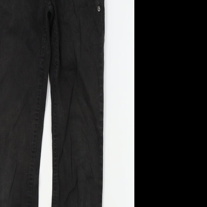 Close-up detail of FIVE women’s black skinny jeans, size UK 34, 30-inch leg
