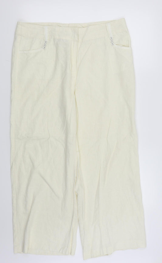 Mia Moda Womens White   Trousers  Size 18 L26 in