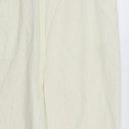 Close-up detail of Mia Moda women’s white trousers, size UK 18, 26-inch leg