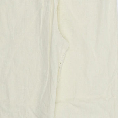 Brand and care label for Mia Moda women’s white trousers, size UK 18, 26-inch leg