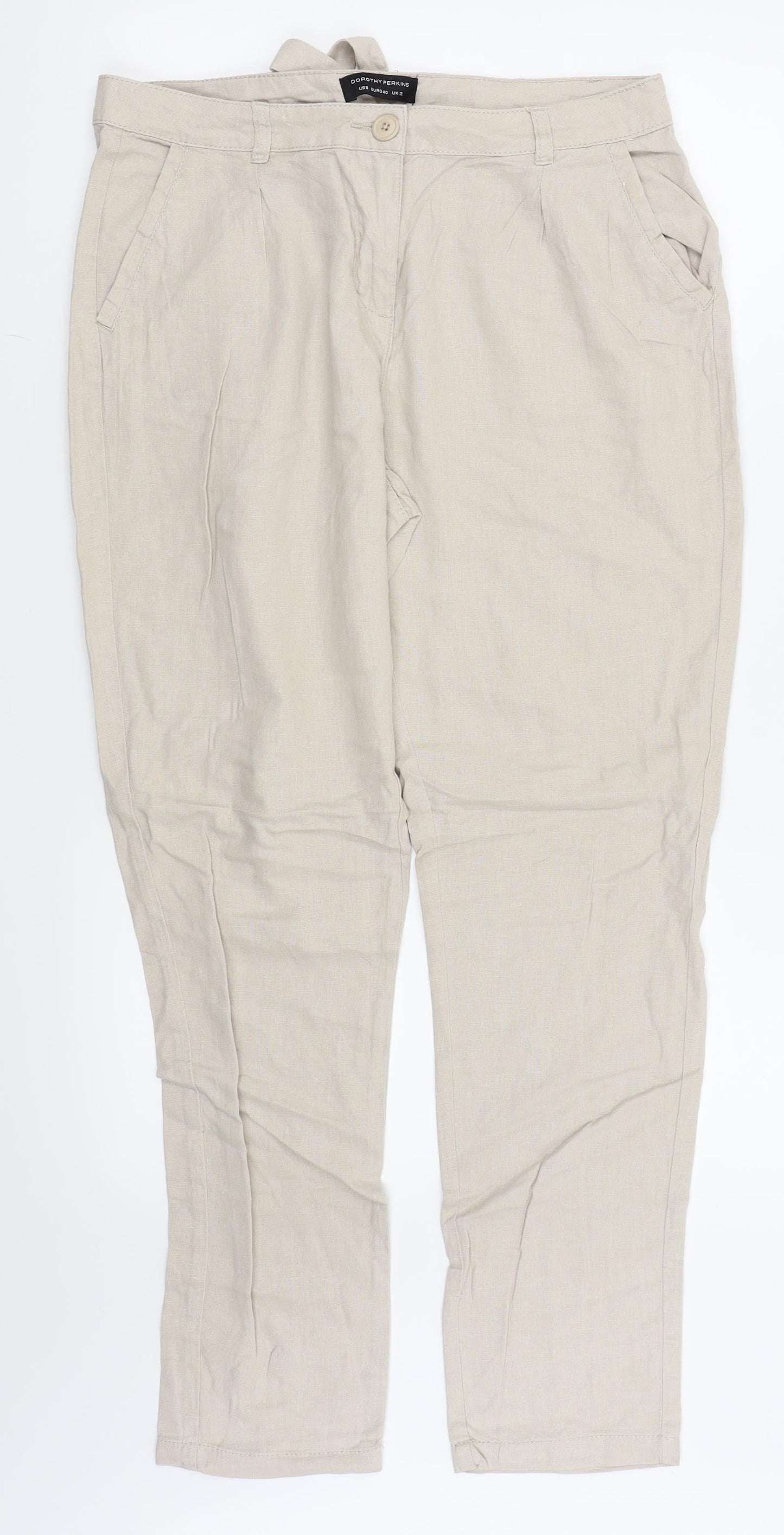 Dorothy Perkins Womens Beige   Trousers  Size 12 L30 in
