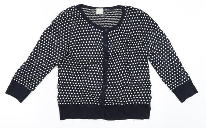 Front view of George women’s blue cardigan jumper, size UK 8